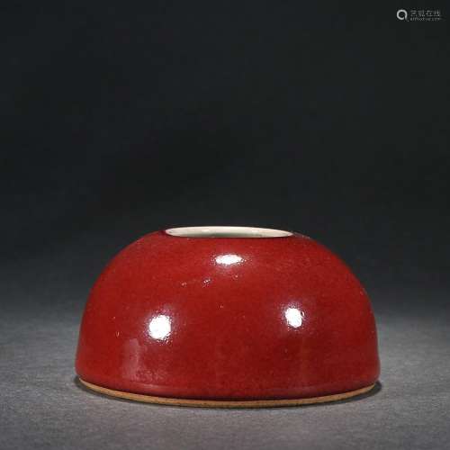 CHINESE RED-GLAZED WATER JAR
