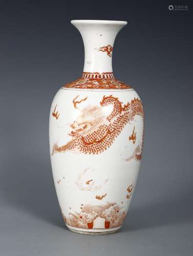 CHINESE SACRIFICIAL-RED-GLAZED VASE DEPICTING 'DRAGON A...