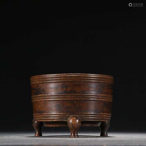 CHINESE BRONZE CENSER ON THREE LEGS, 'MING XUANDE'...