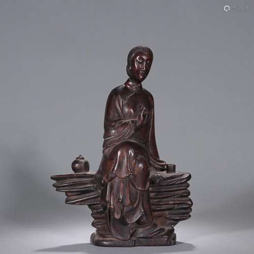 CHINESE AGARWOOD FIGURE OF MAIDEN
