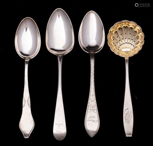 A Finnish silver sifting spoon, stamped marks for 1924: insc...
