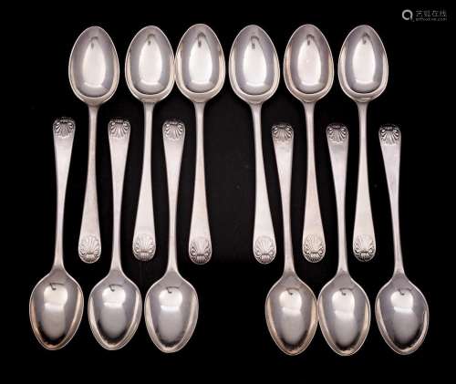 A set of twelve Victorian Old English and shell pattern coff...