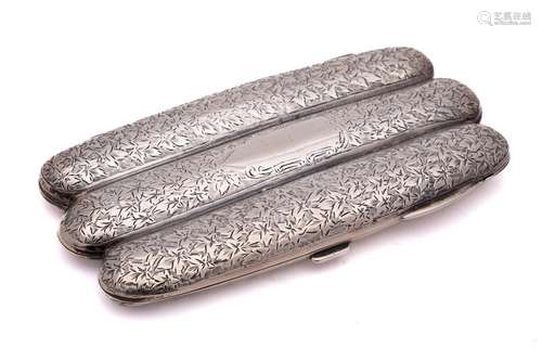 A late Victorian silver three-division cigar case, maker T B...