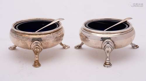 A pair of George V silver cauldron salts, maker Vander &...