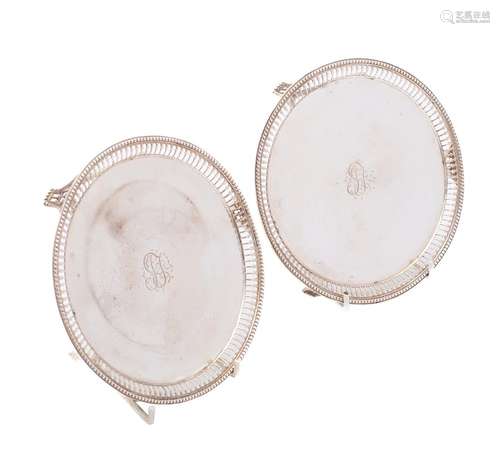 A pair of George III silver waiters, maker Robert Makepiece ...