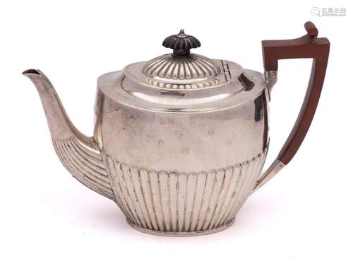 A late Victorian silver teapot, maker Atkin Brothers, Sheffi...