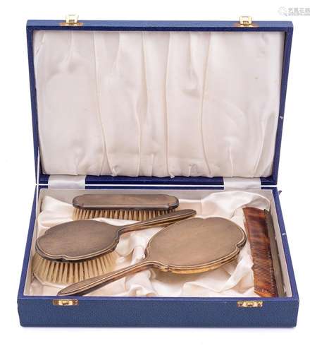 An Elizabeth II four-piece dressing table set, maker AC, Bir...