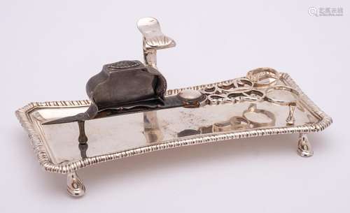 A George III silver candle snuffer tray, maker John Barbe, L...