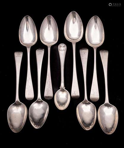 A collection of eight assorted silver Old English pattern de...