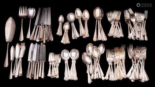 A plated Queens pattern part flatware service: together with...