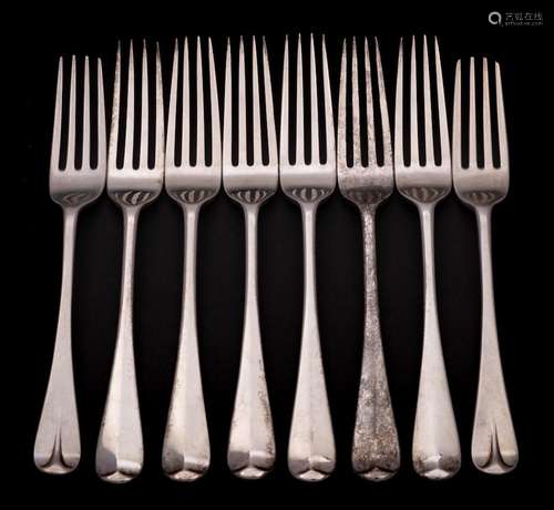 A set of six Victorian silver dessert forks, maker Mappin Br...