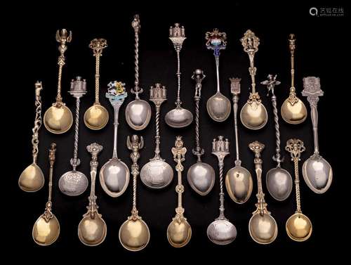 A collection of Continental and Far Eastern silver spoons: t...