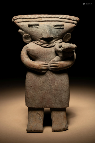 A Michoacan Standing Mother and Child Height 4 13/16 inches ...