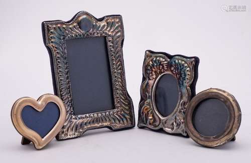 Four assorted silver photo frames, various makers and dates:...