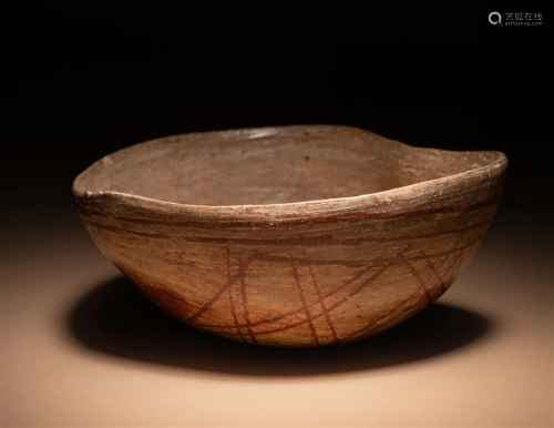 A Chupicuaro Creamware Pinch Bowl Diameter 7 inches (18 cm).