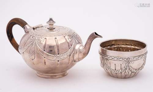 A Victorian silver bachelors teapot, maker Robert Dicker, Lo...