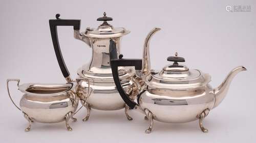 A George V silver three-piece tea and coffee service, maker ...