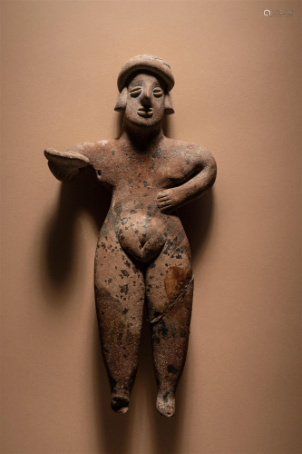 A Colima Female Figure with Offering Bowl Height 6 inches (1...