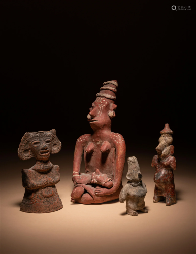 A Nayarit Mother and Child and Three Standing Figures Height...