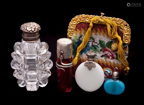 A late Victorian ruby glass and silver mounted scent bottle,