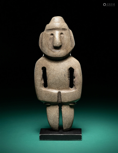 A Mezcala Metadiorite Figure with Headdress Height 4 13/16 i...