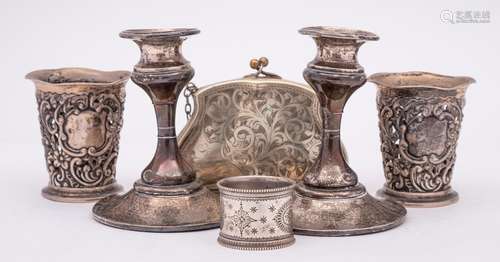 A pair of Edward VII silver vases, maker Syner & Beddoes...