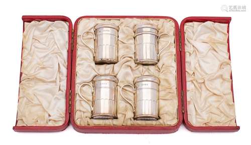 A set of four Victorian silver tankard peppers, maker Willia...