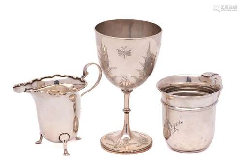 A Victorian silver wine goblet, maker Henry Holland, London,