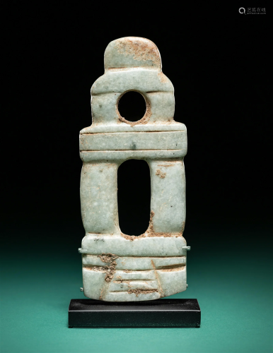 A Mezcala Jade Temple Height 4 inches (10.4 cm).