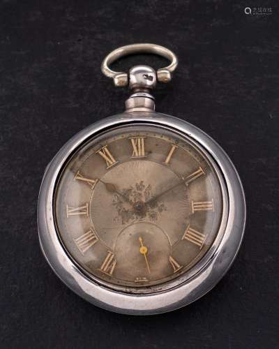 A silver pair-cased pocket watch: the full-plate movement ha...