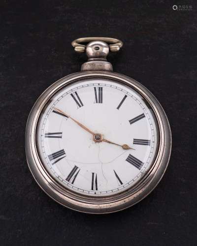 A silver pair-cased key-wound pocket watch: the full-plate s...
