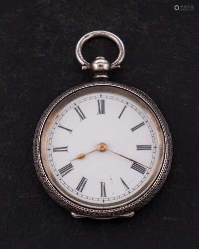 A silver ladies key-wound pocket watch: the Swiss bar moveme...