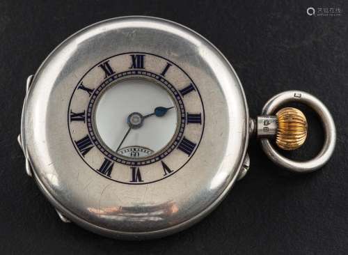 A silver half-hunter pocket watch: the three-quarter plate m...