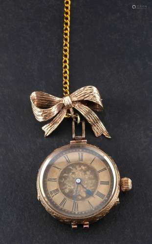 An early 20th century ladies pocketwatch,: the gold-coloured...