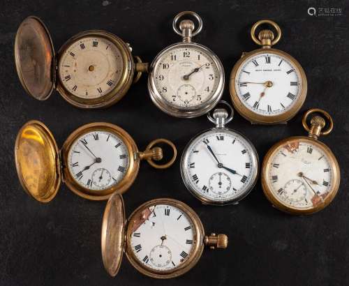 A selection of gold-plated and other pocket watches: to incl...