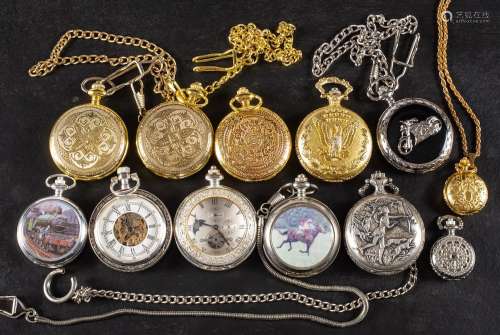 A selection of modern Japanese and other pocket watches: bot...