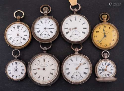 Eight silver and other pocket watches: a Centre Seconds chor...