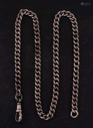 A silver Albert pocket watch chain: curb link marked for sil...