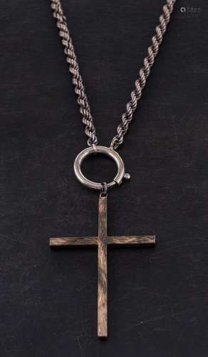 A silver crucifix on chain: the crucifix hallmarked for silv...