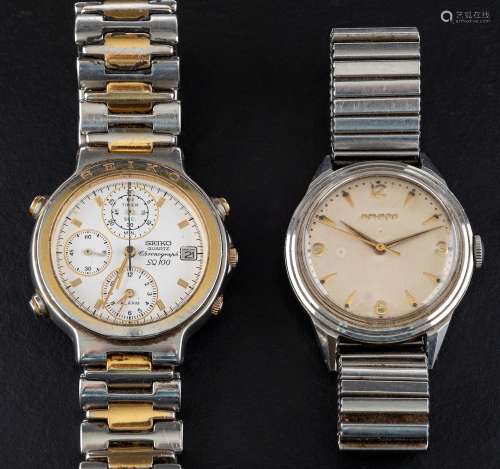 A Seiko wristwatch and Movado wristwatch: the gold-plated Se...