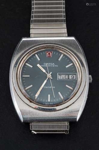 A stainless steel Omega Megaquartz wristwatch,: the grey, ci...