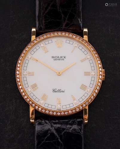 An 18ct gold Rolex Cellini wristwatch: the rear of the case ...