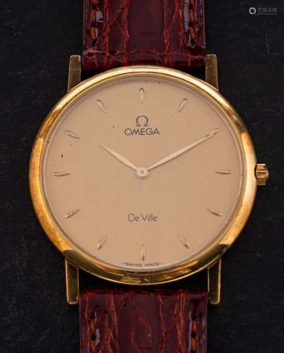 An 18ct gold Omega de Ville Ultra Thin wristwatch: the round...