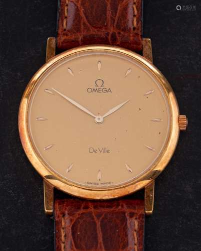 An 18ct gold Omega de Ville Ultra Thin quartz wristwatch: th...