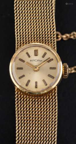 A Bergana wristwatch,: the satin dial with baton markers and...