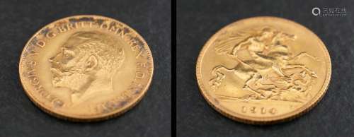 A George V half sovereign gold coin, 1914,: diameter ca. 19m...