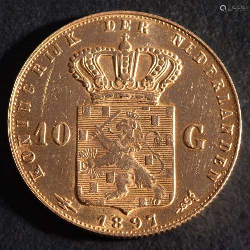 1897 The Netherlands 10 Gulden gold coin:, minted during the...