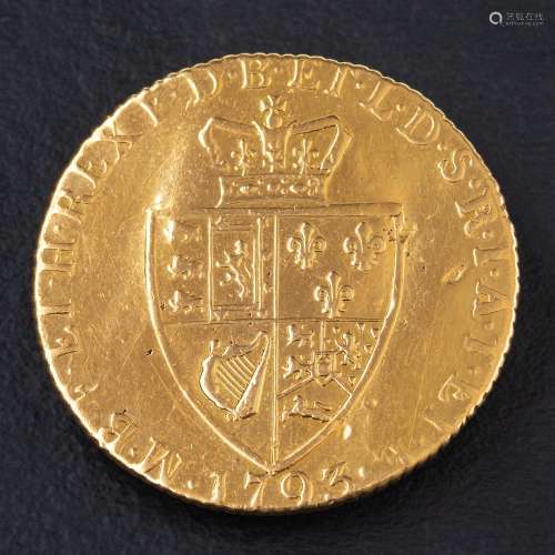 A George III Spade Guinea 1793 coin,: diameter ca. 24.8mms, ...