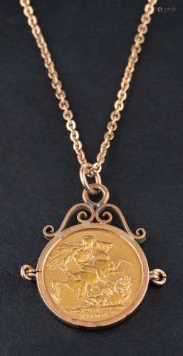 A pendant set with a Queen Victorian 1900 sovereign coin,: d...