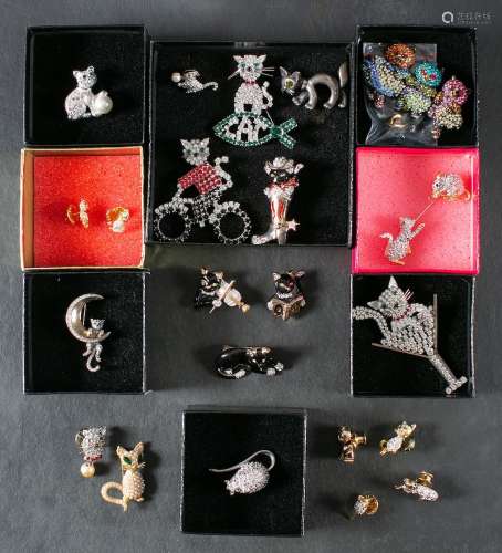 Twenty two cat and mouse, costume jewellery brooches by Butl...